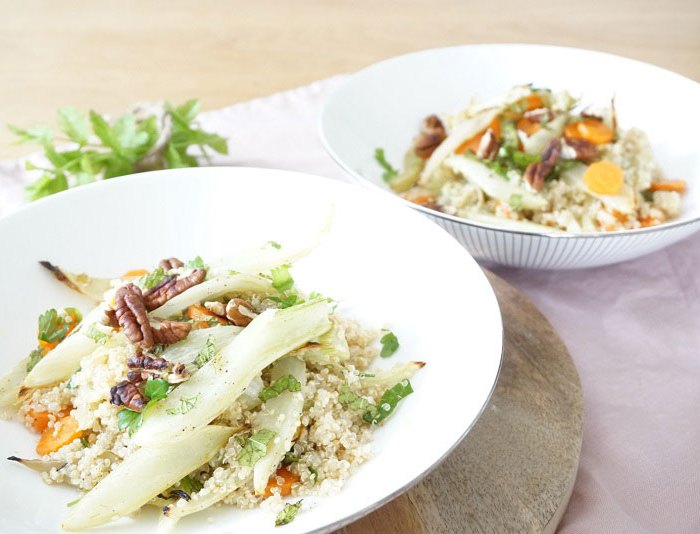 Vegan recept quinoa met geroosterde wortel & venkel